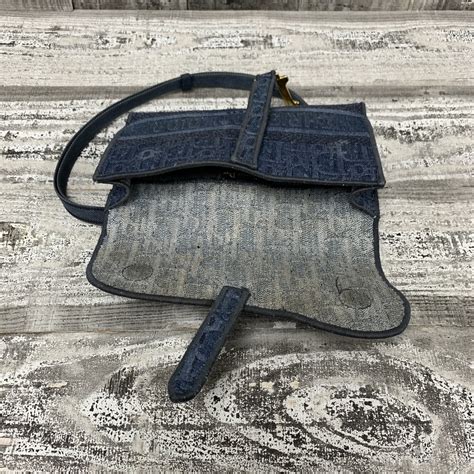 slim saddle pouch blue dior oblique embroidery